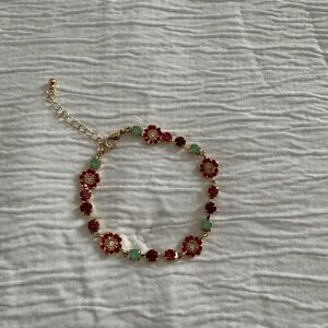 Gold and red flower bracelet